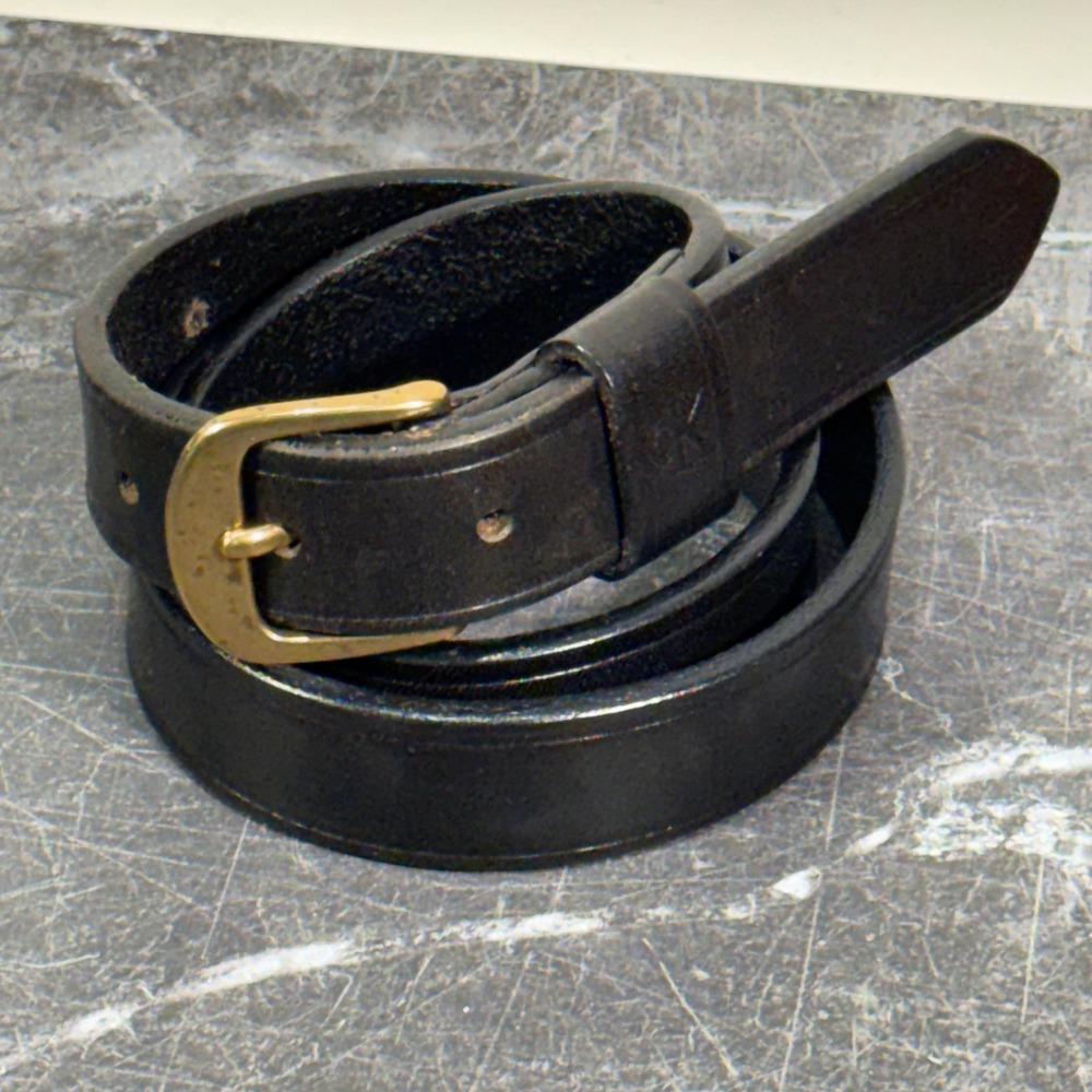 Vintage Calvin Klein Black Belt | Italian Saddle Leather | USA Made | Small/28
